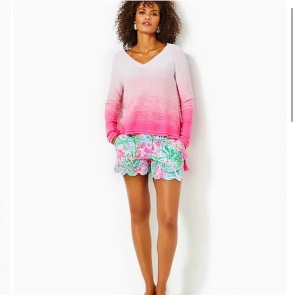 Women’s LILLY PULITZER Jody V-Neck Sweater HAVANA- PINK MARLED OMBRE. Size XS - Picture 5 of 15
